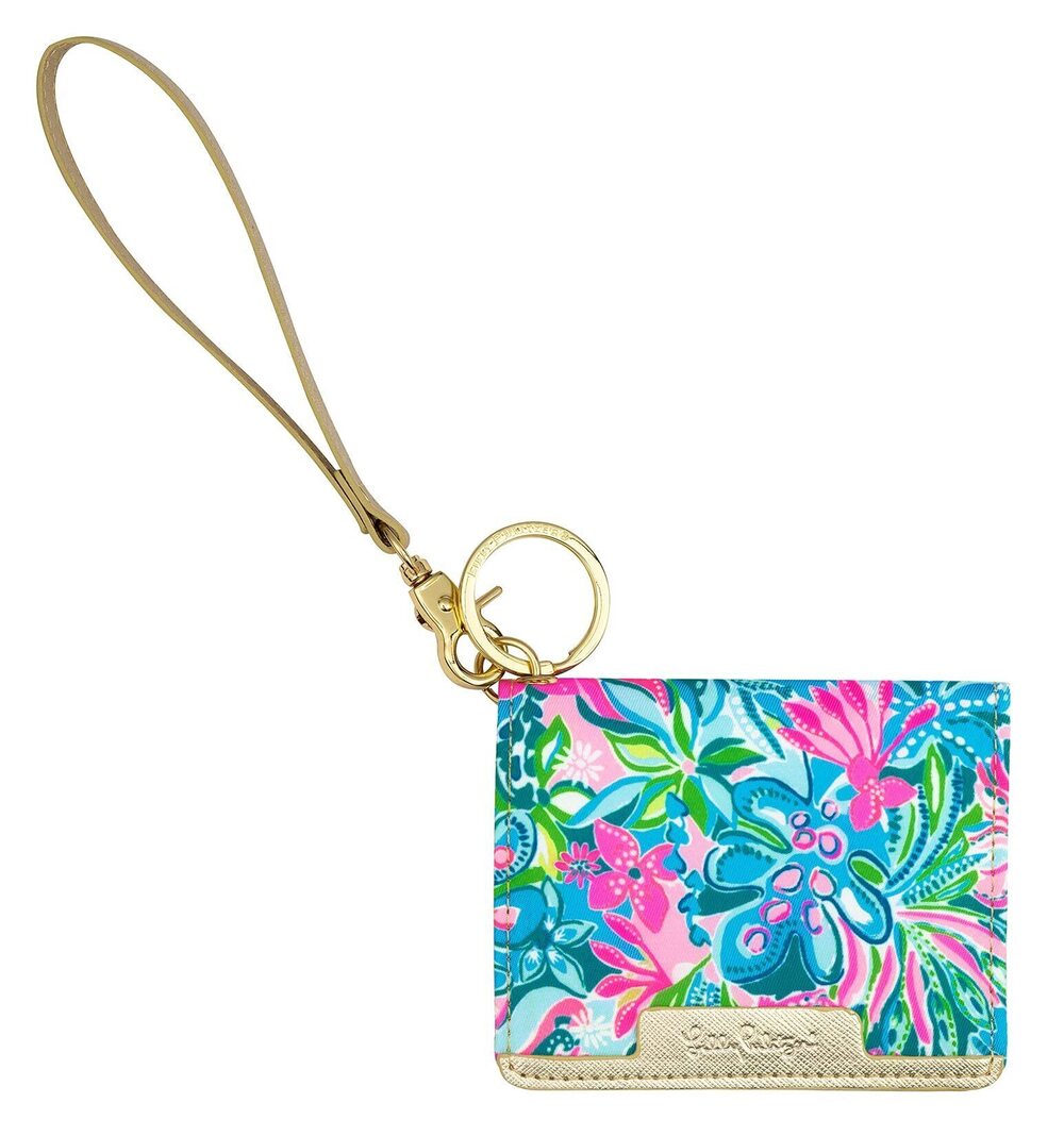 1964 Snap ID Card Case, Cute Blue Keychain Wallet, Slim Credit Card Holder